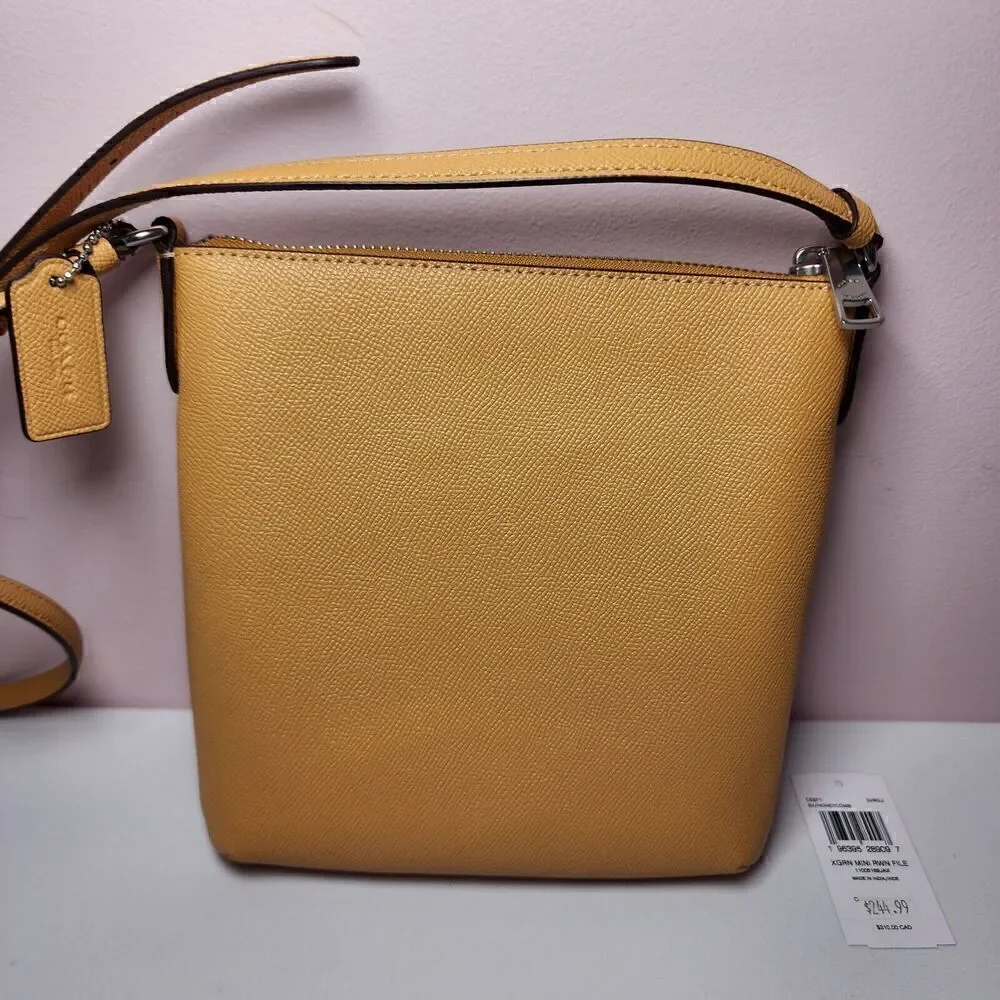 NWT Coach CE871 Rowan Mini Honeycomb Yellow Crossgrain File Crossbody Bag